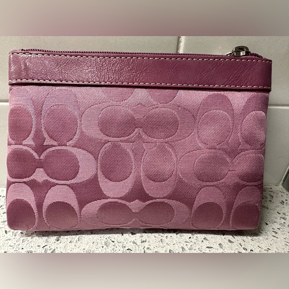 Coach Vintage Purple/Pink Monogram Wristlet Clutch - Picture 2 of 4